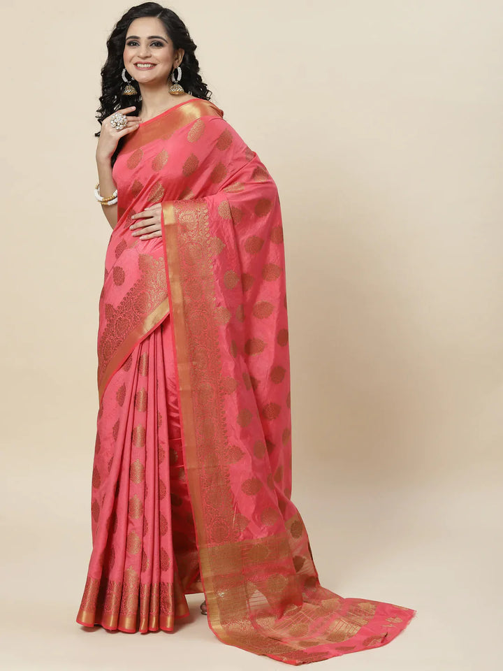 Zari Border Booti Handloom Woven Saree