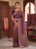 Wine Woven Design Art Silk Kanjivaram Saree