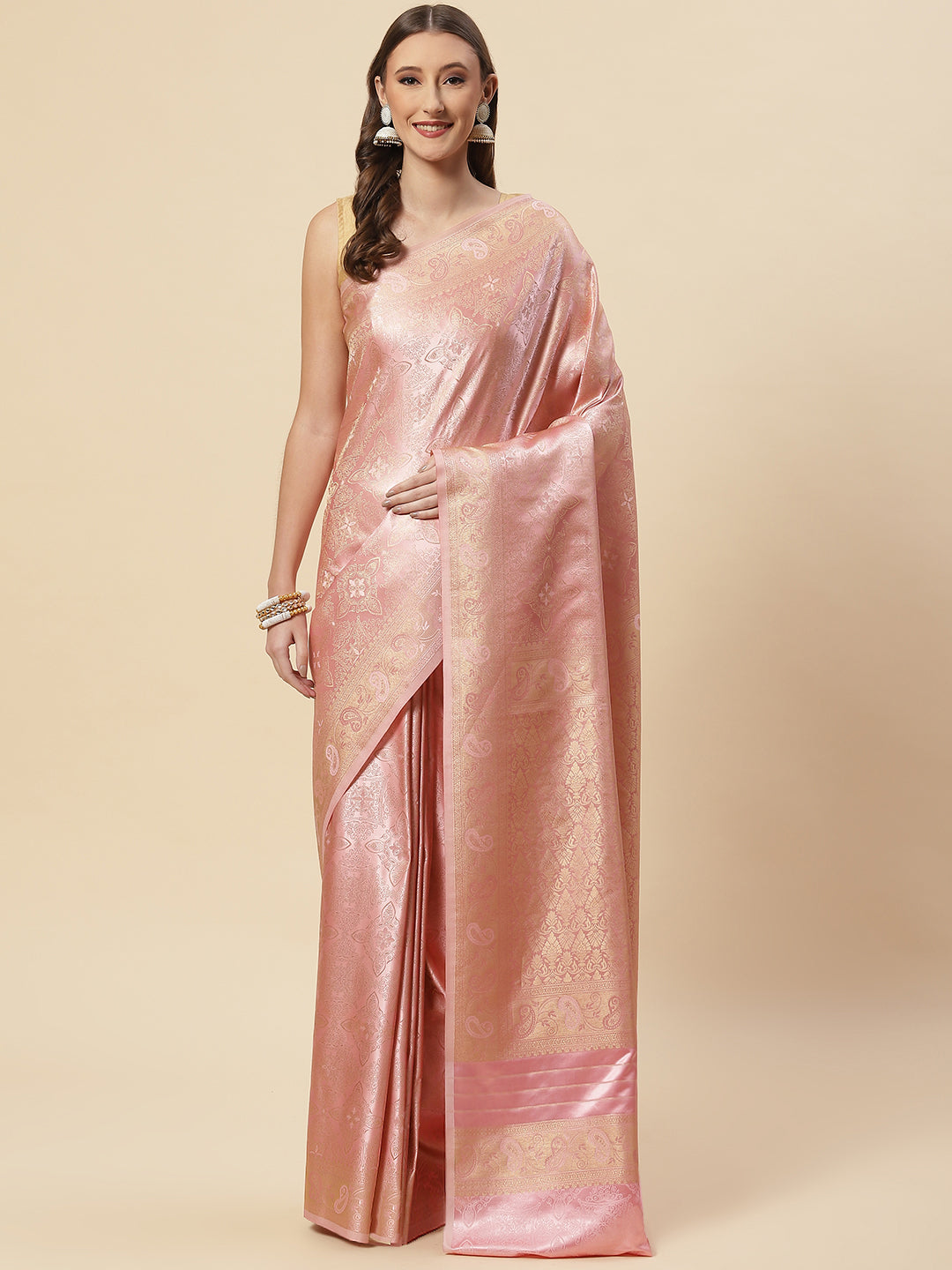 Zari Jaal Satin Woven Saree