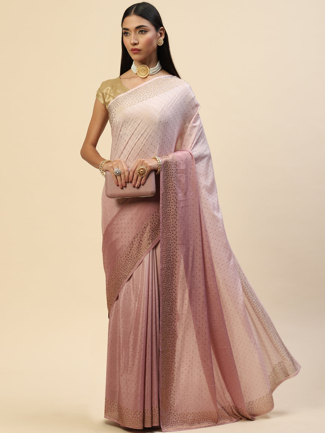 Swarovski Embroidered Chiffon Saree
