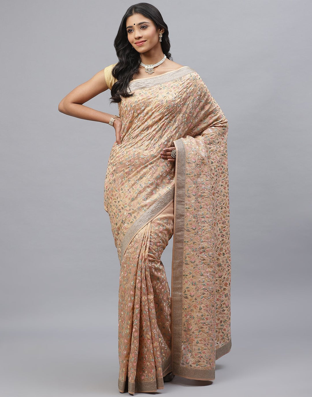 Cotton Tissue Embroidery Saree