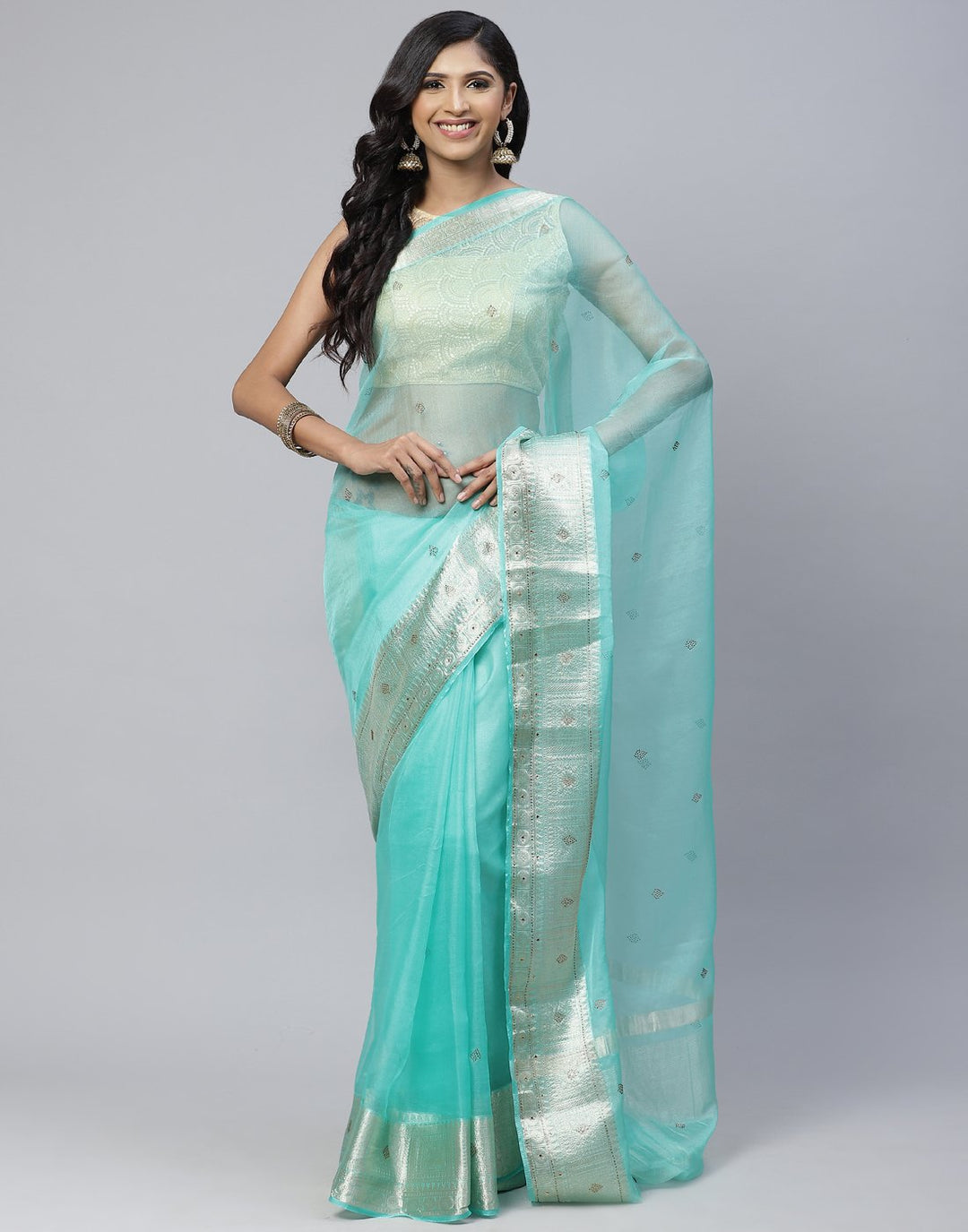 Plain Organza Saree