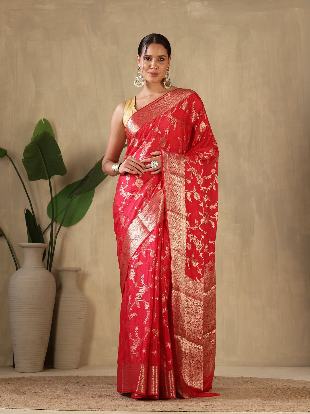 Plain Crepe Saree
