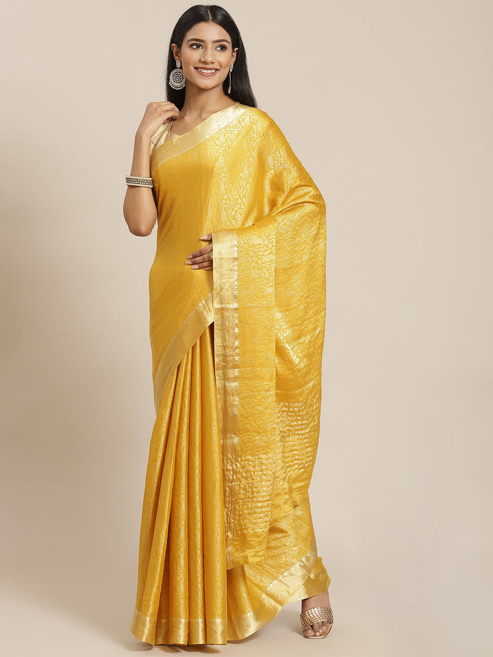 Brocade Zari Border Georgette Plain Saree