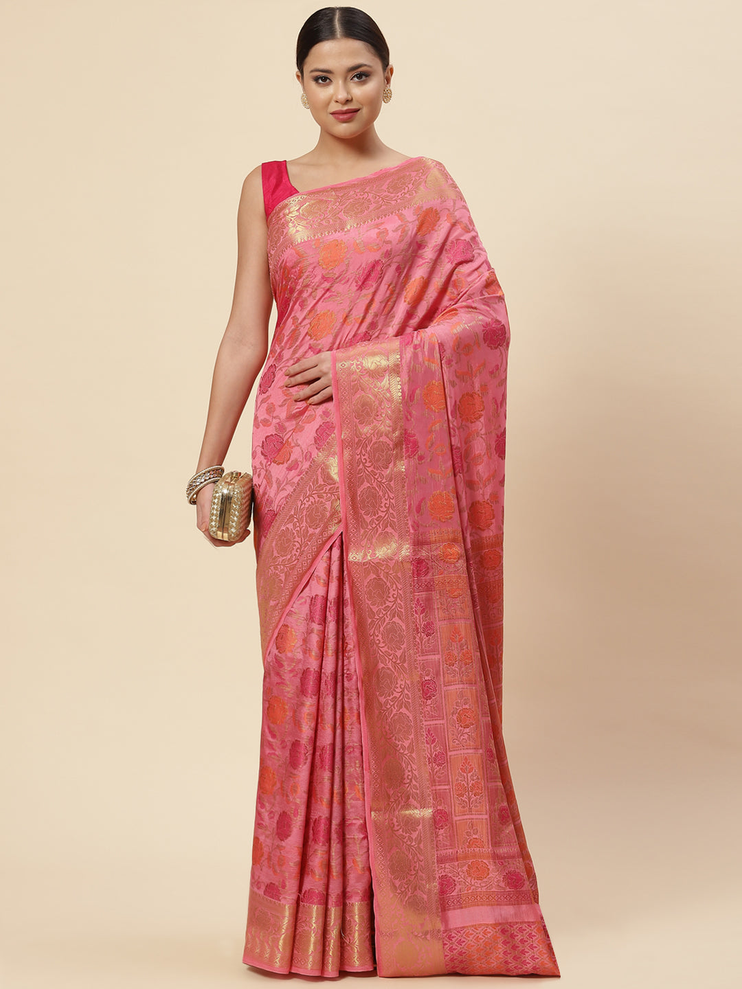 Floral Zari Jaal Handloom Woven Saree