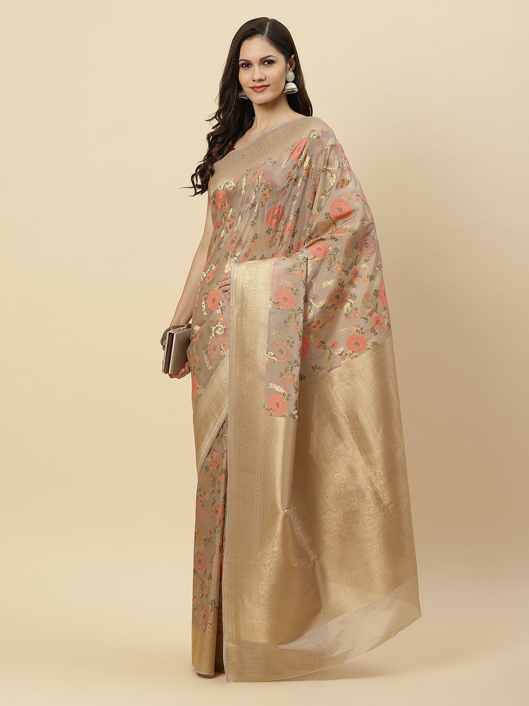Zari Jaal Organza Woven Saree