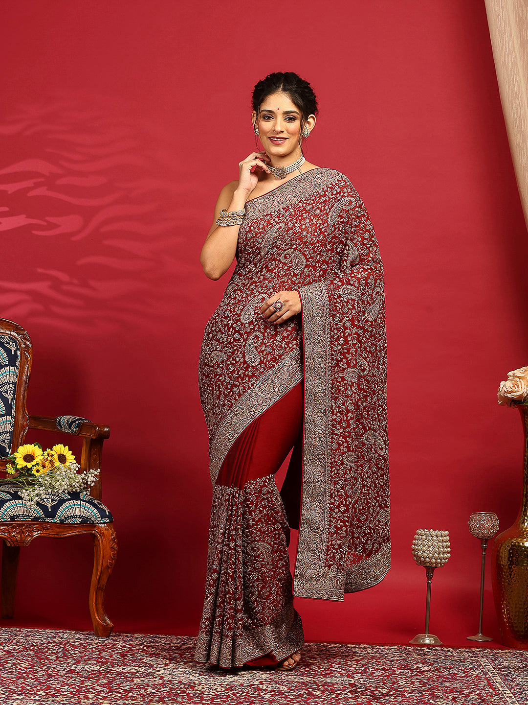 Embroidered Georgette Saree