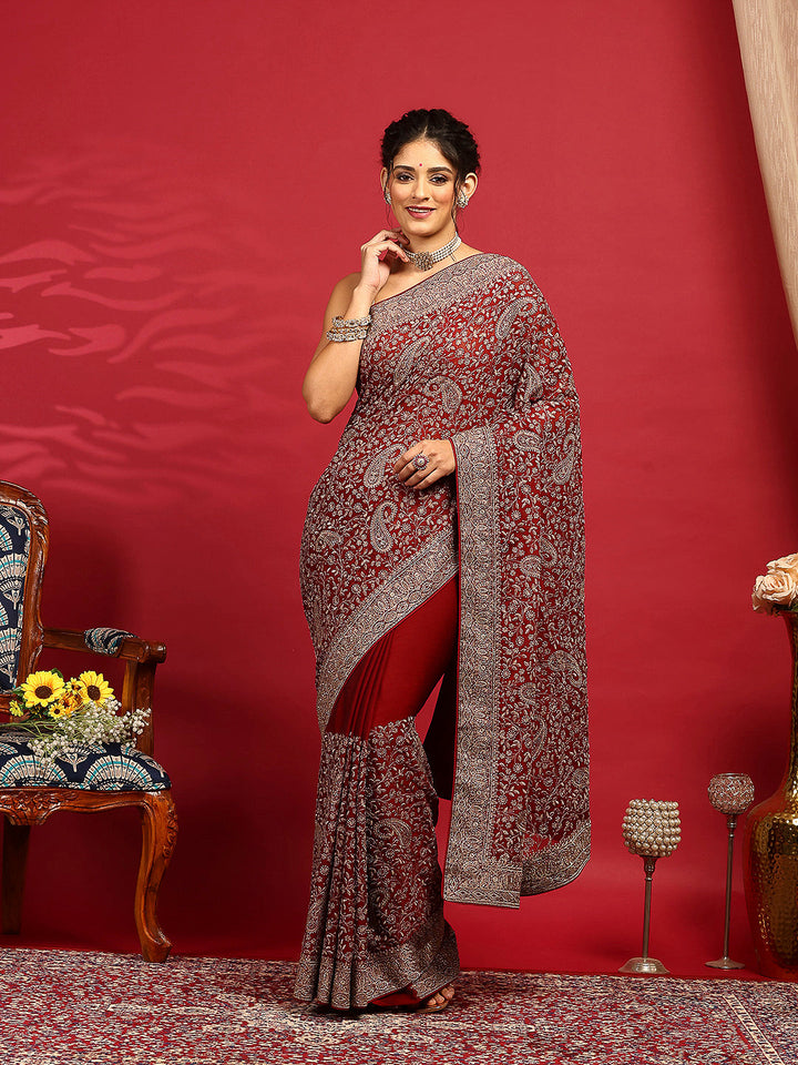 Embroidered Georgette Saree