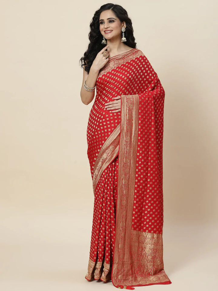 Zari Booti Satin Woven Saree