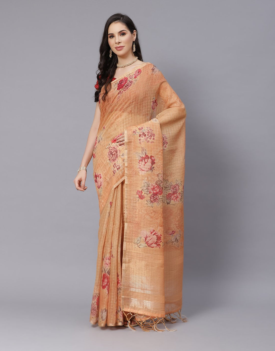 Digital Floral Linen Printed Saree