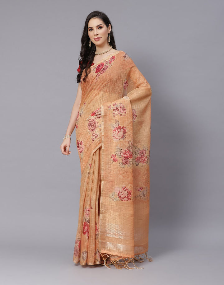 Digital Floral Linen Printed Saree