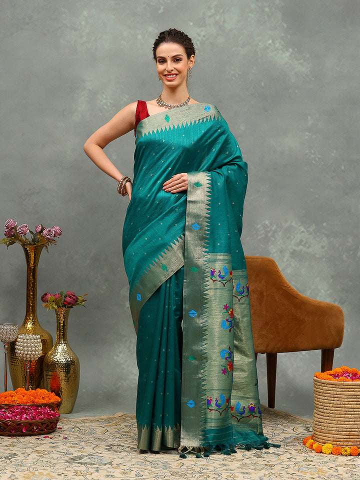 Paithani Woven Design Tussar Saree