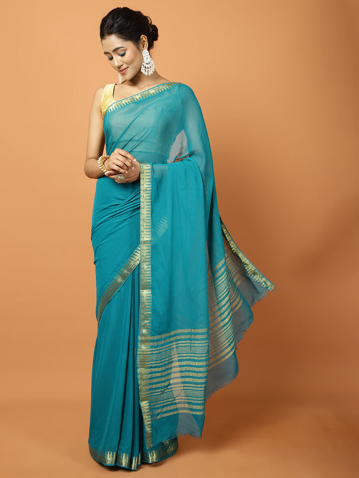 Zari Border Chiffon Woven Saree