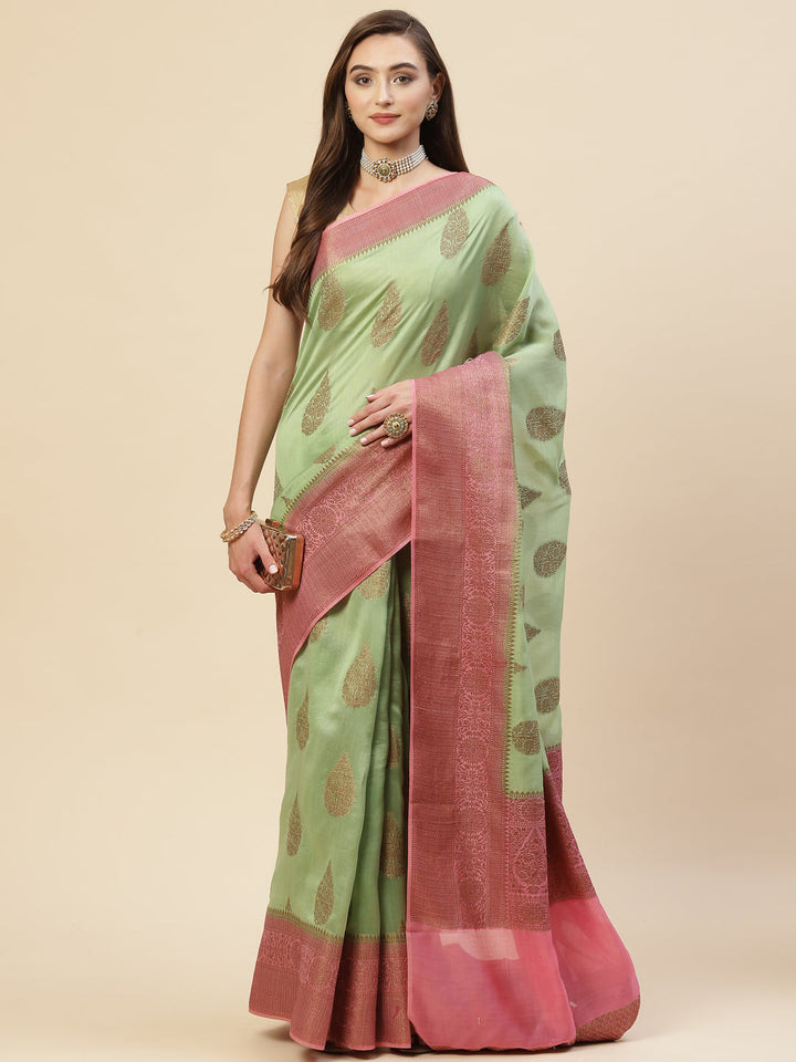 Zari Border Booti Cotton Woven Saree