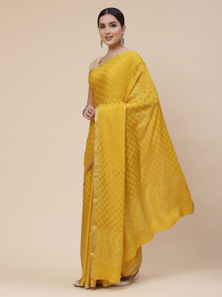 Piped Border Crepe Plain Saree
