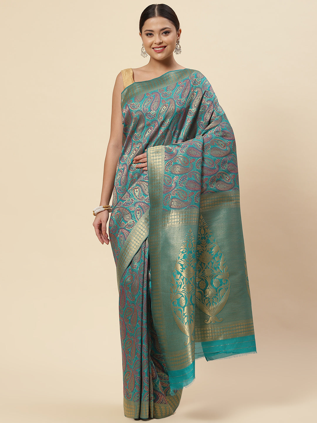 Zari Jaal Handloom Woven Saree