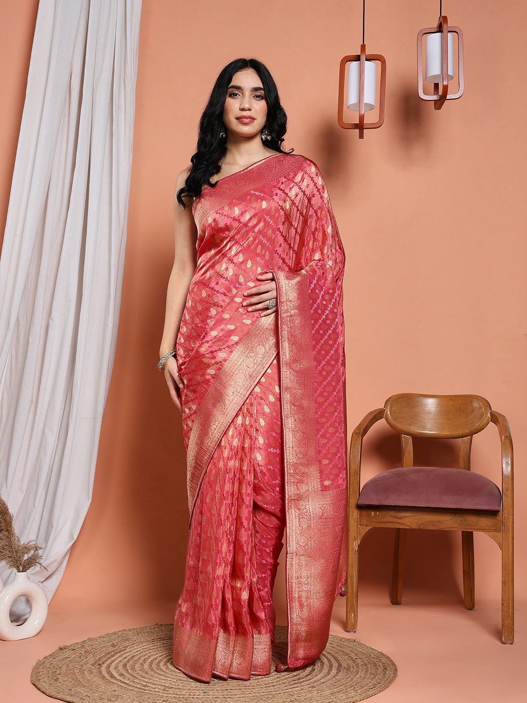 Woven Design Satin Saree