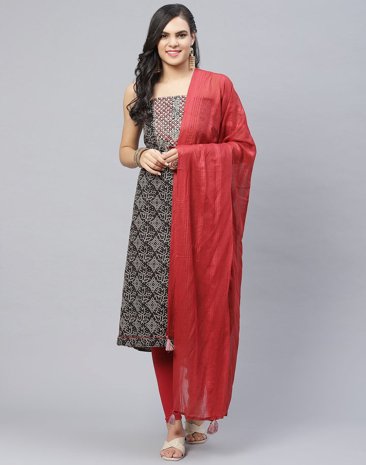 Cotton Printed Threadwork Suit piece
