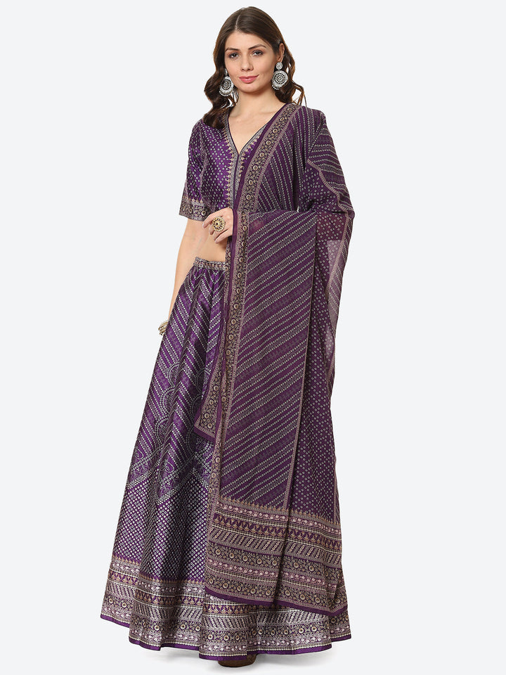Printed Choli With Lehenga &amp; Net Dupatta