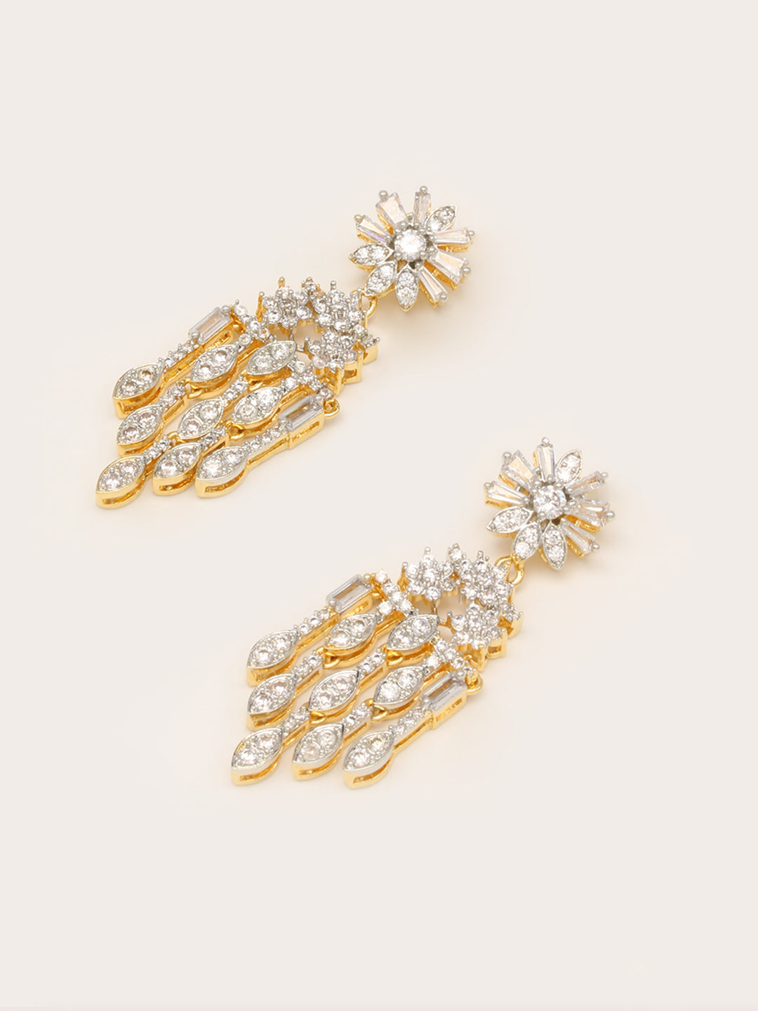 Gold Plated Earrings Embellished With Diamond Stone