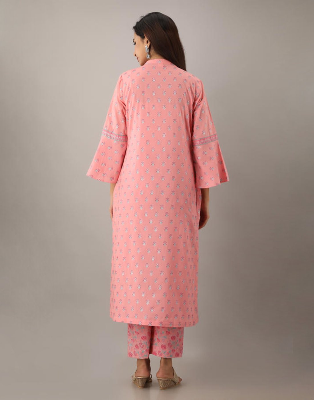 Printed Cotton Kurti And Pant With Bell Sleeves