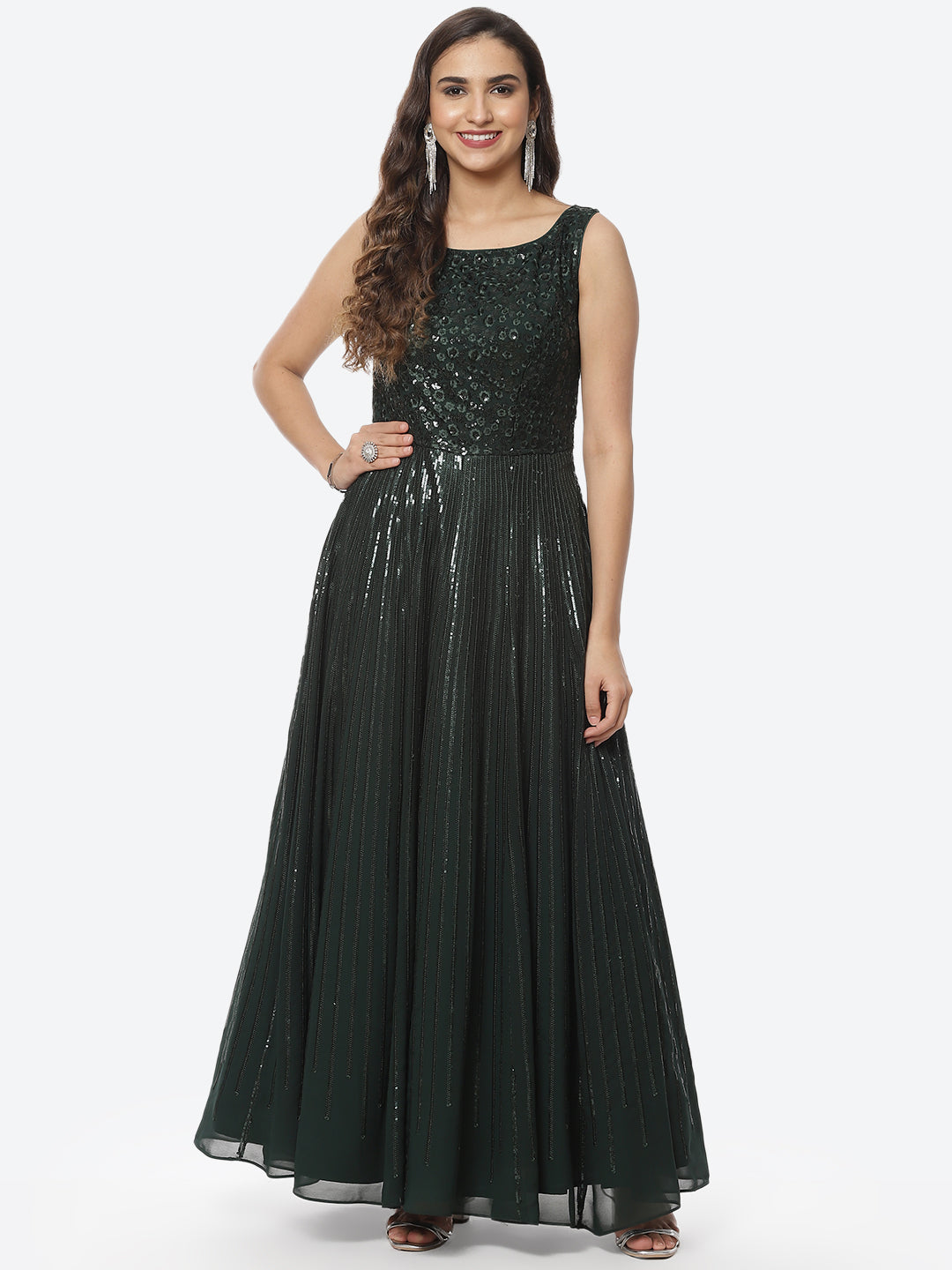 Sequin Georgette Long Dress