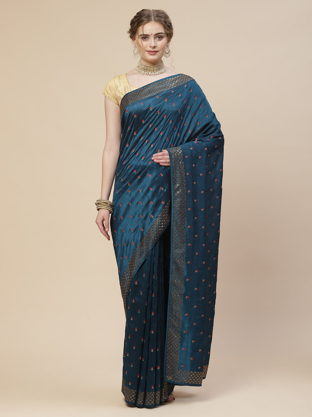 Resham Booti Tussar Embroidered Saree