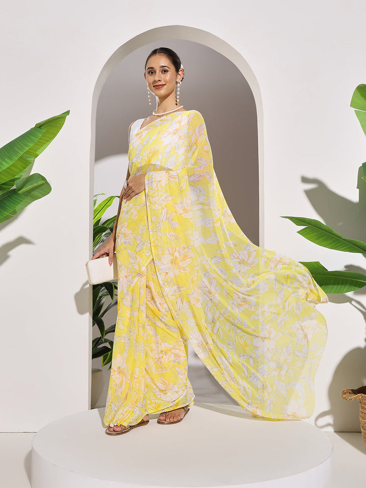 Floral Printed Georgette Saree