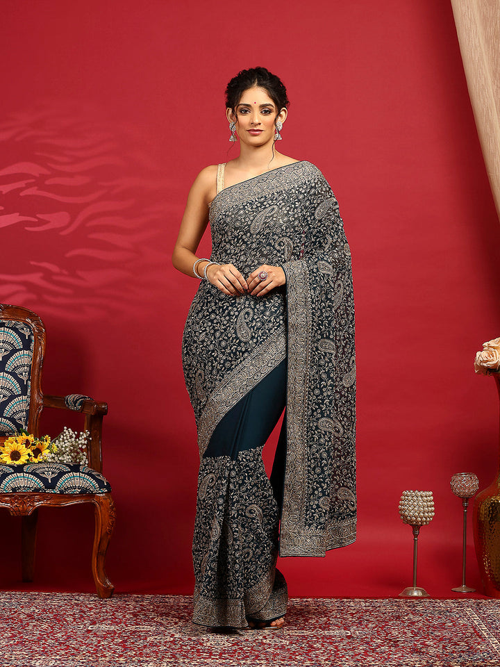 Embroidered Georgette Saree