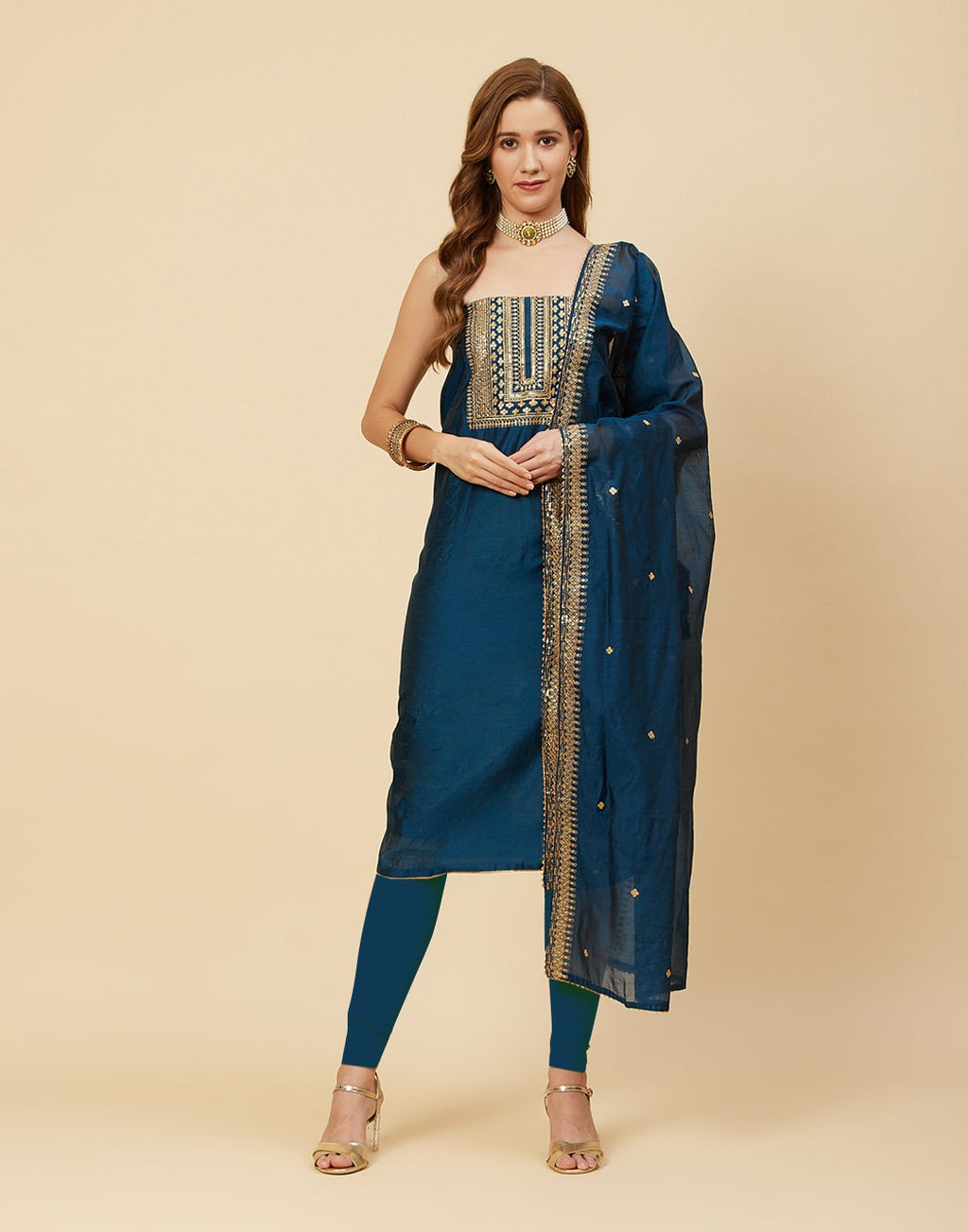 Embroidered Chanderi Suit Piece