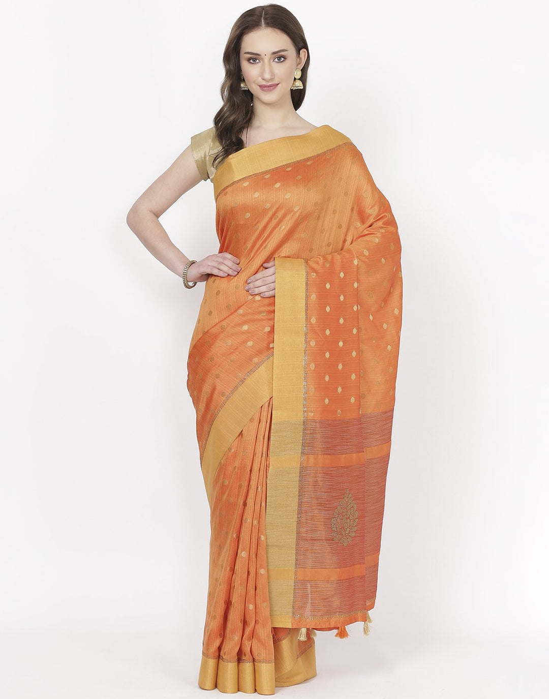 Rust Art Tussar Saree