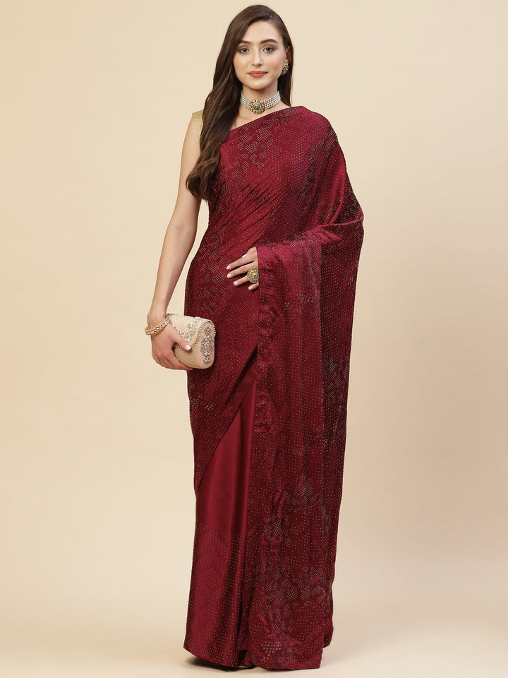 Stone Embroidered Satin Saree