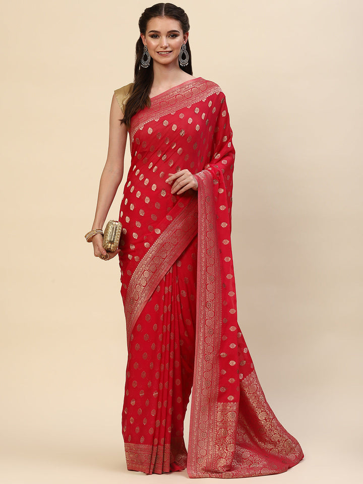 Zari Booti Georgette Plain Saree
