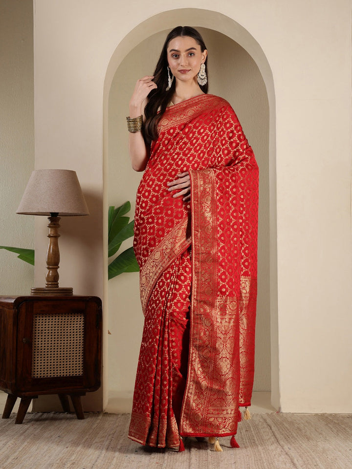 Woven Design Satin Saree