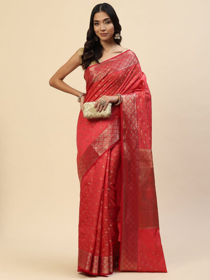 Zari Border Booti Handloom Woven Saree
