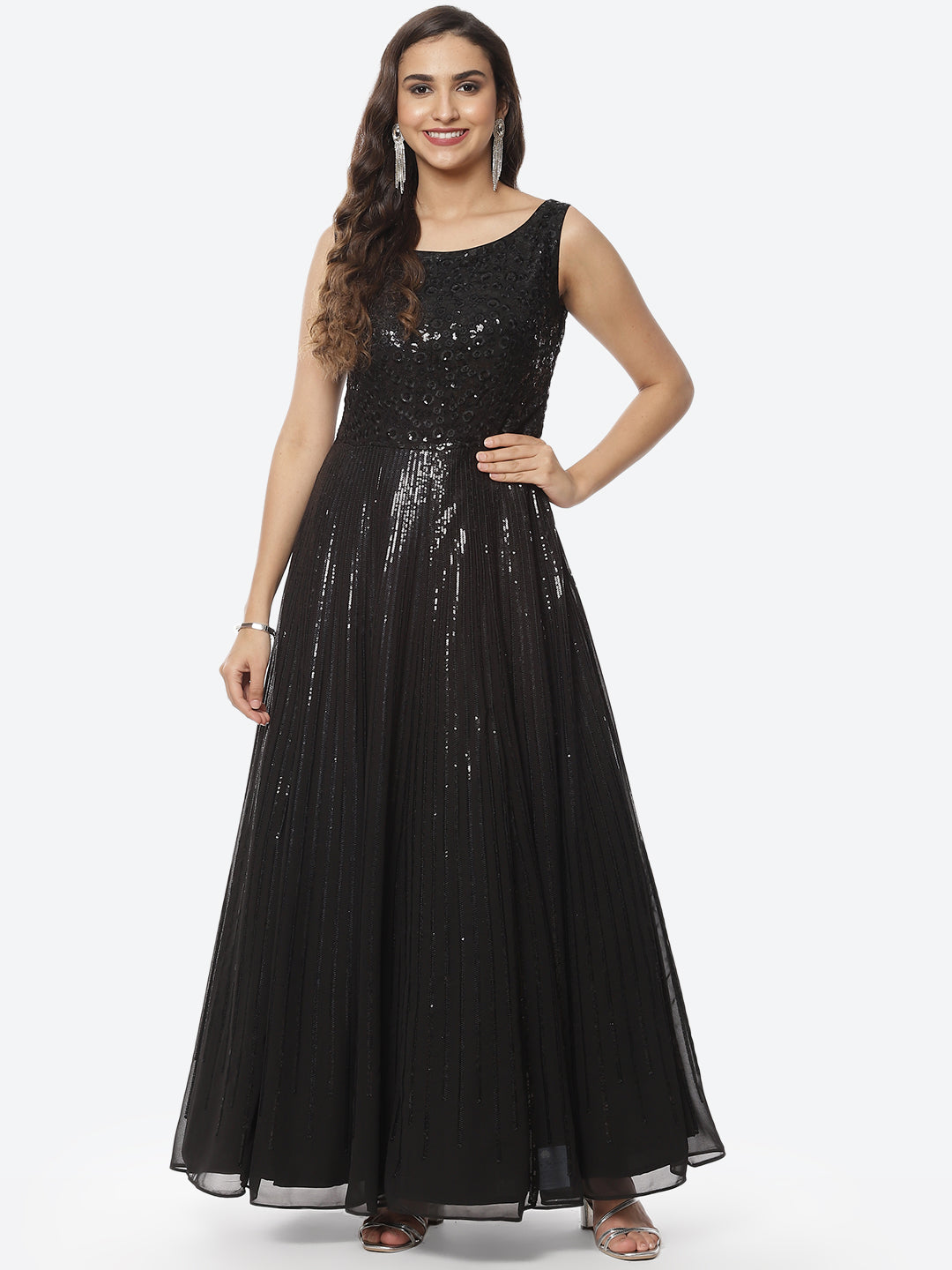 Sequin Georgette Long Dress