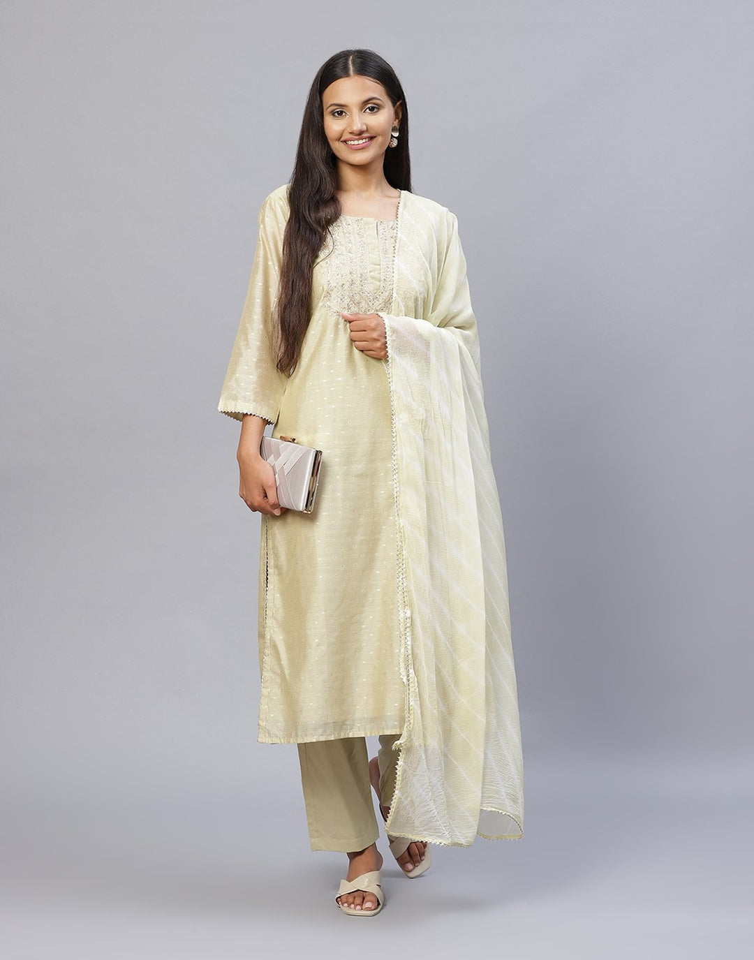 Cotton Chanderi Pant Kameez Stitched Suit