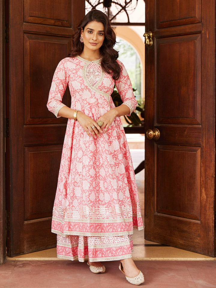 Floral Printed Double Layer Cotton Kurta