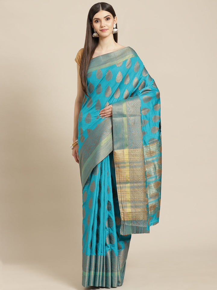 Zari Border Booti Art Handloom Woven Saree