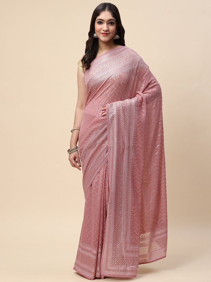 Sequin Embroidered Georgette Saree