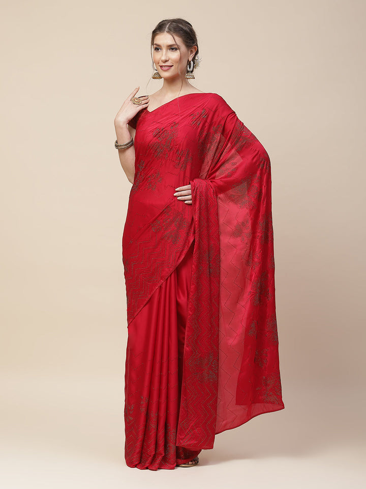 Stone Embroidered Satin Saree