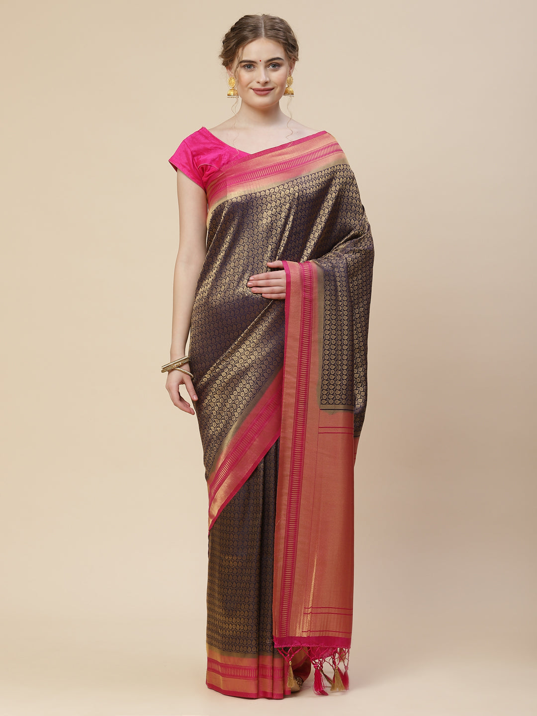 Brocade Zari Jaal Art Handloom Woven Saree