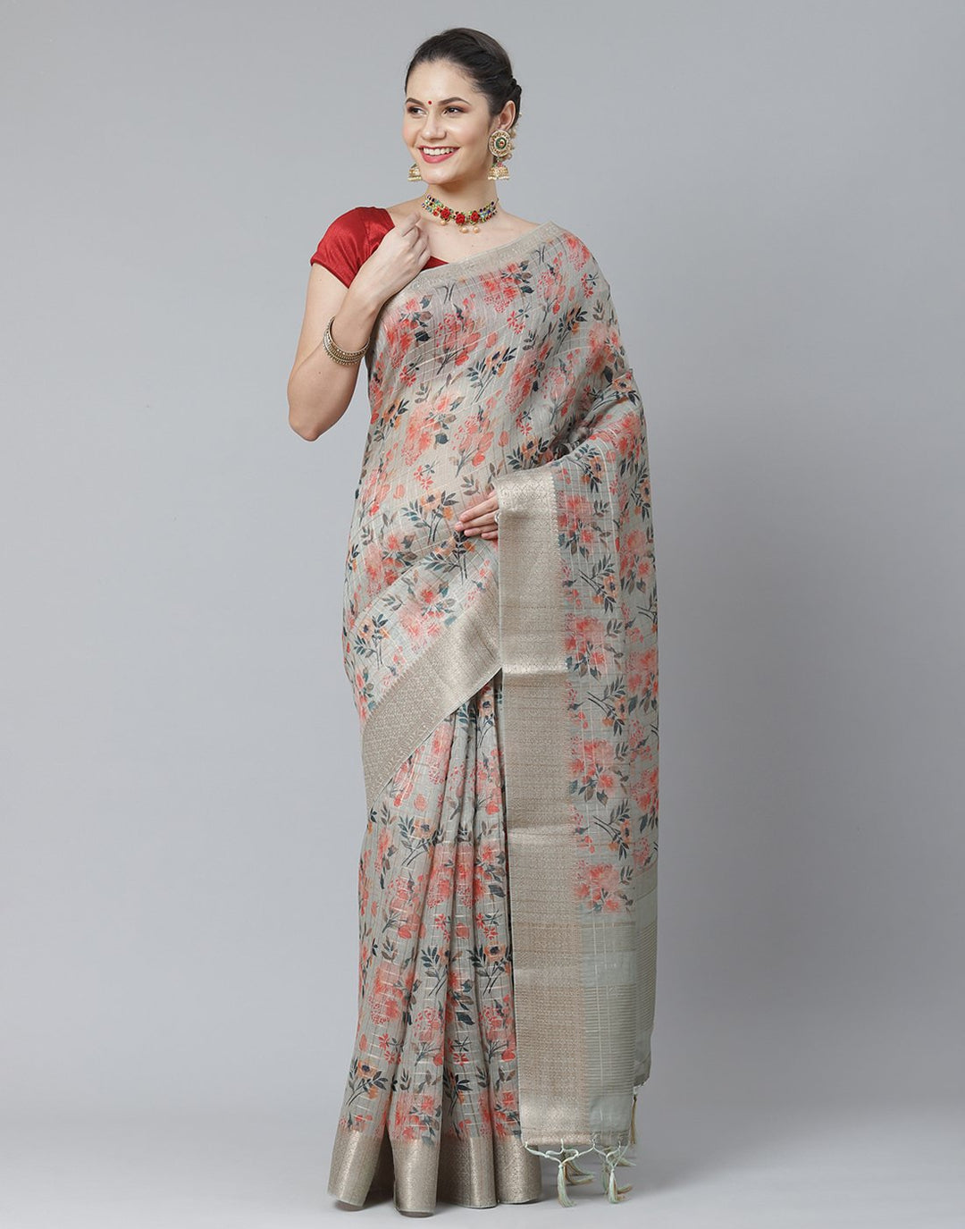 Floral Cotton Printed Saree