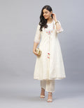 Embroidered Chanderi Kurti Pant Set