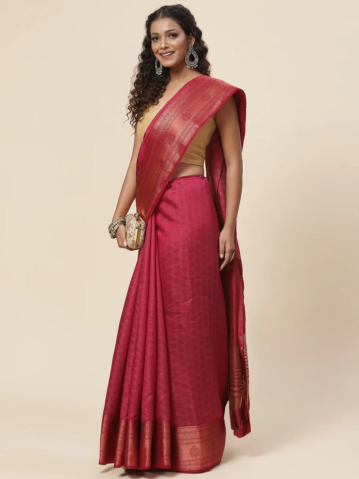 Plain Zari Border Handloom Woven Saree