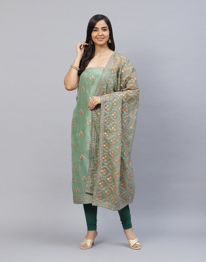 Embroidered Handloom Dupion Suit Piece