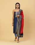 Embroidered Chanderi Suit Piece With Chanderi Banarasi Dupatta