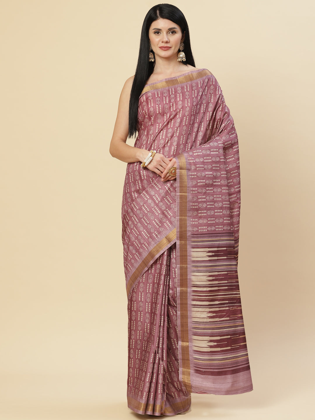 Printed Booti Tussar Saree