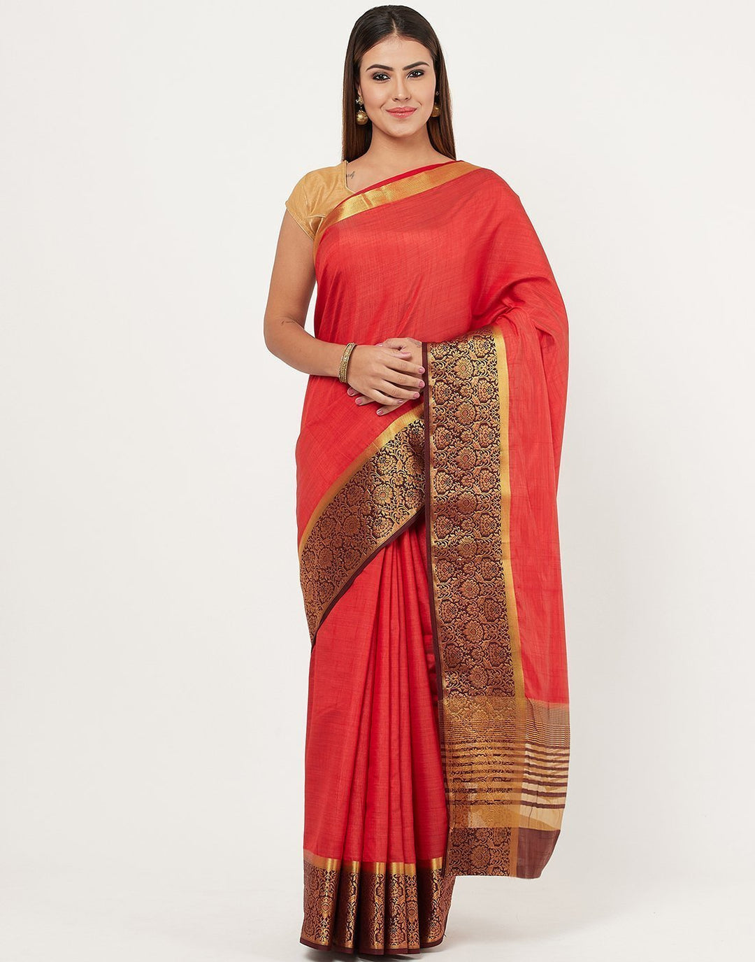 MBZ Meena Bazaar-Firozee Navy Art Handloom Saree