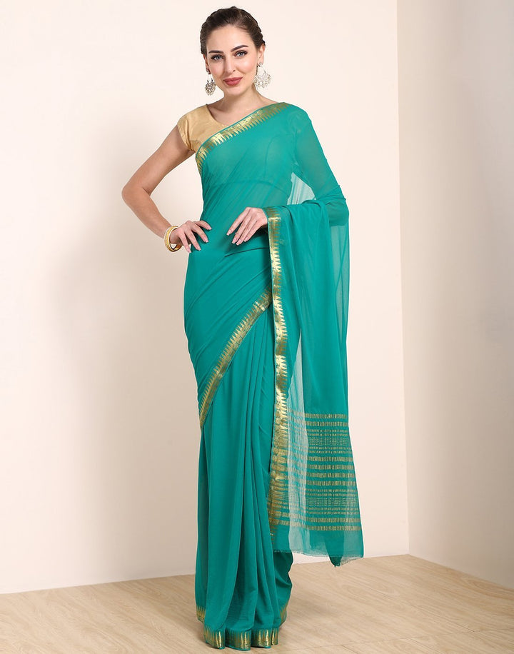 MBZ Meena Bazaar-Navy Blue Art Chiffon Saree